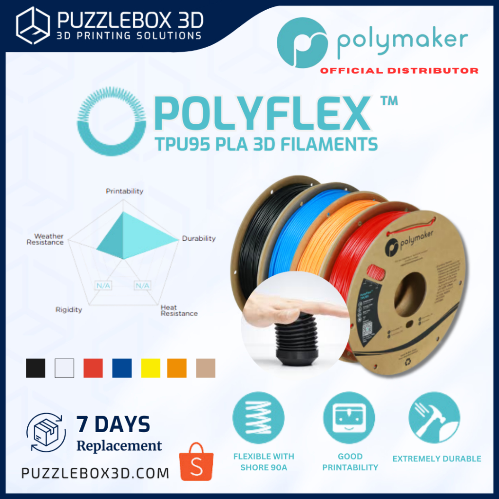 Polymaker PolyFlex TPU 95A 3D Printer Filament Medium Flex Level ...