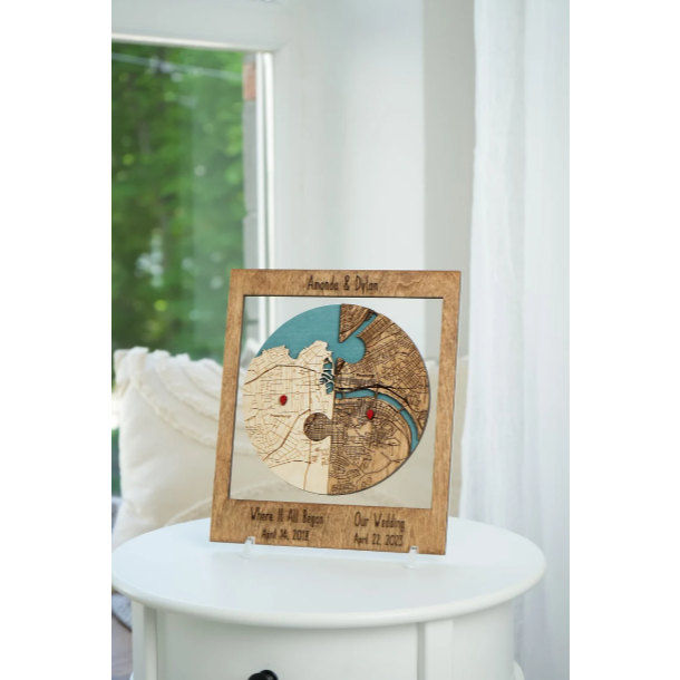 puzzle map, customized map, engraved map, personalized map ...
