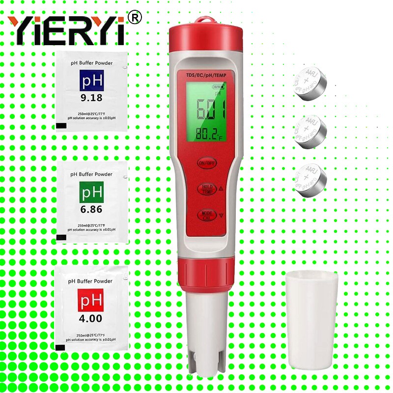 4 in 1 Water Quality Tester Conductivity pH/TDS/EC/TEMP Meter High ...