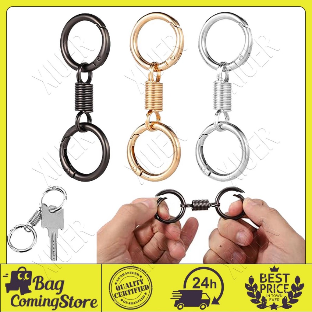Nordic Retro Spring Double Ring Keychain Personalized Key Chain With ...