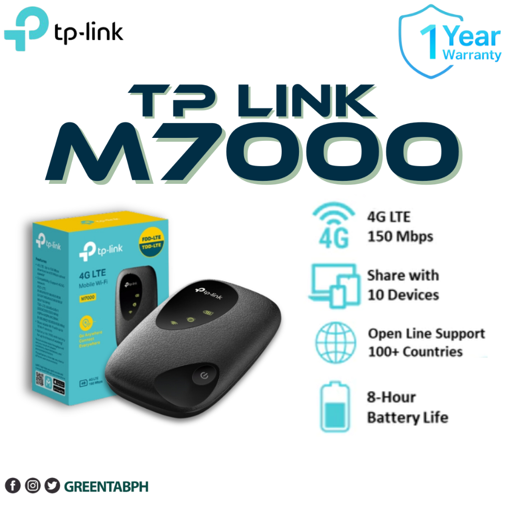 TP-Link | M7000 | 4G | LTE | Pocket Wi-Fi | 8 Hours Battery | 150Mbps ...