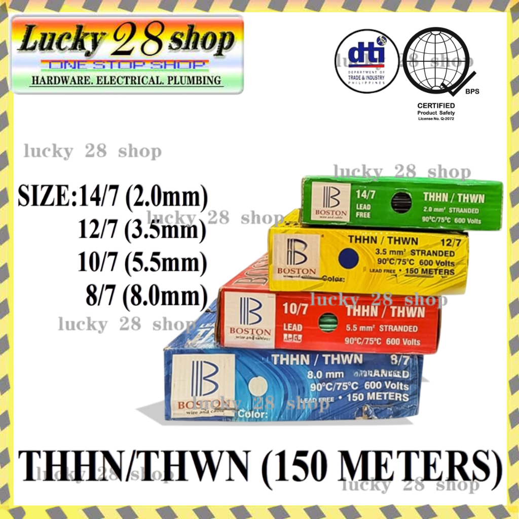 ORIGINAL BOSTON THHN/THWN 14/7 ELECTRICAL STRANDED WIRE (Per Box ...
