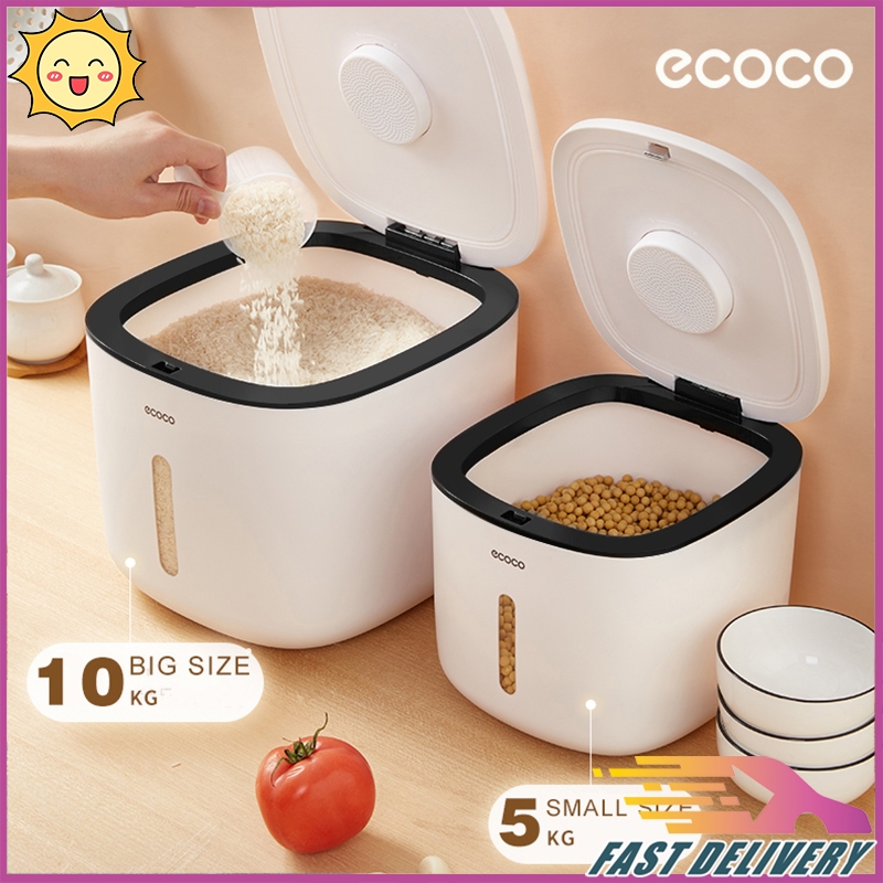 Ecoco 5/10KG Rice Storage Dispenser Bucket Grains Flour Measurable ...