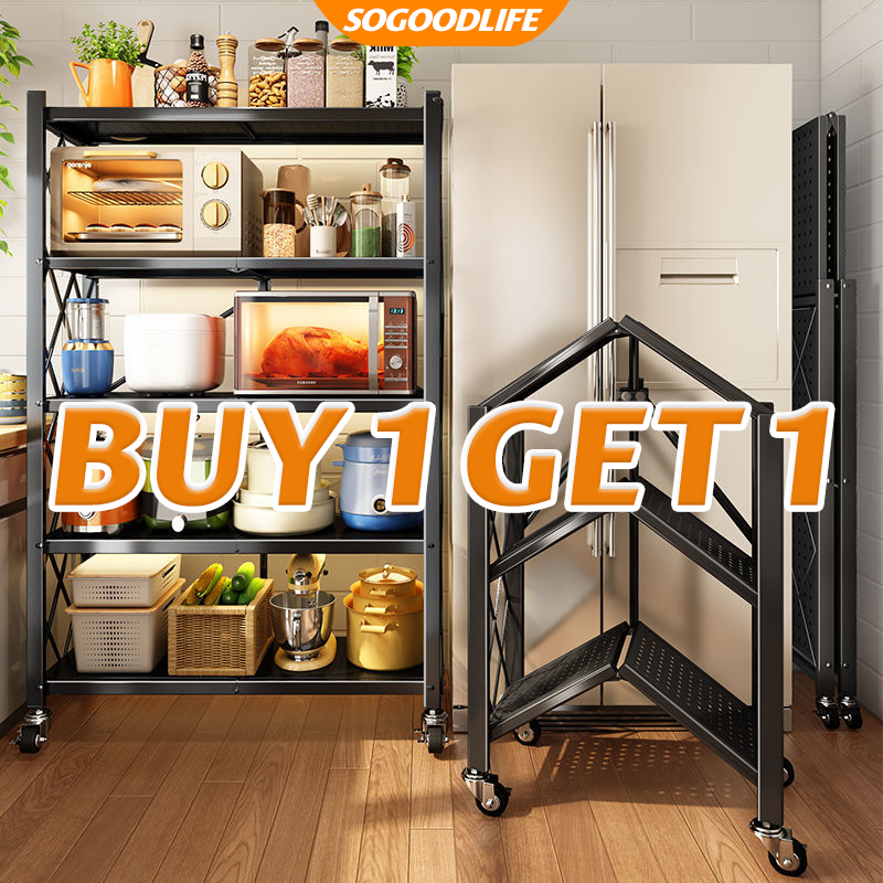 【BUY 1 GET 1】Kitchen Rack Organizer Foldable Rack 5 Layer Metal Rack ...