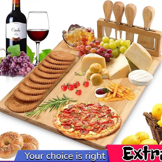 Stock）Cooked Cheese Board Bamboo Cheese Board, Charcuterie Platter ...