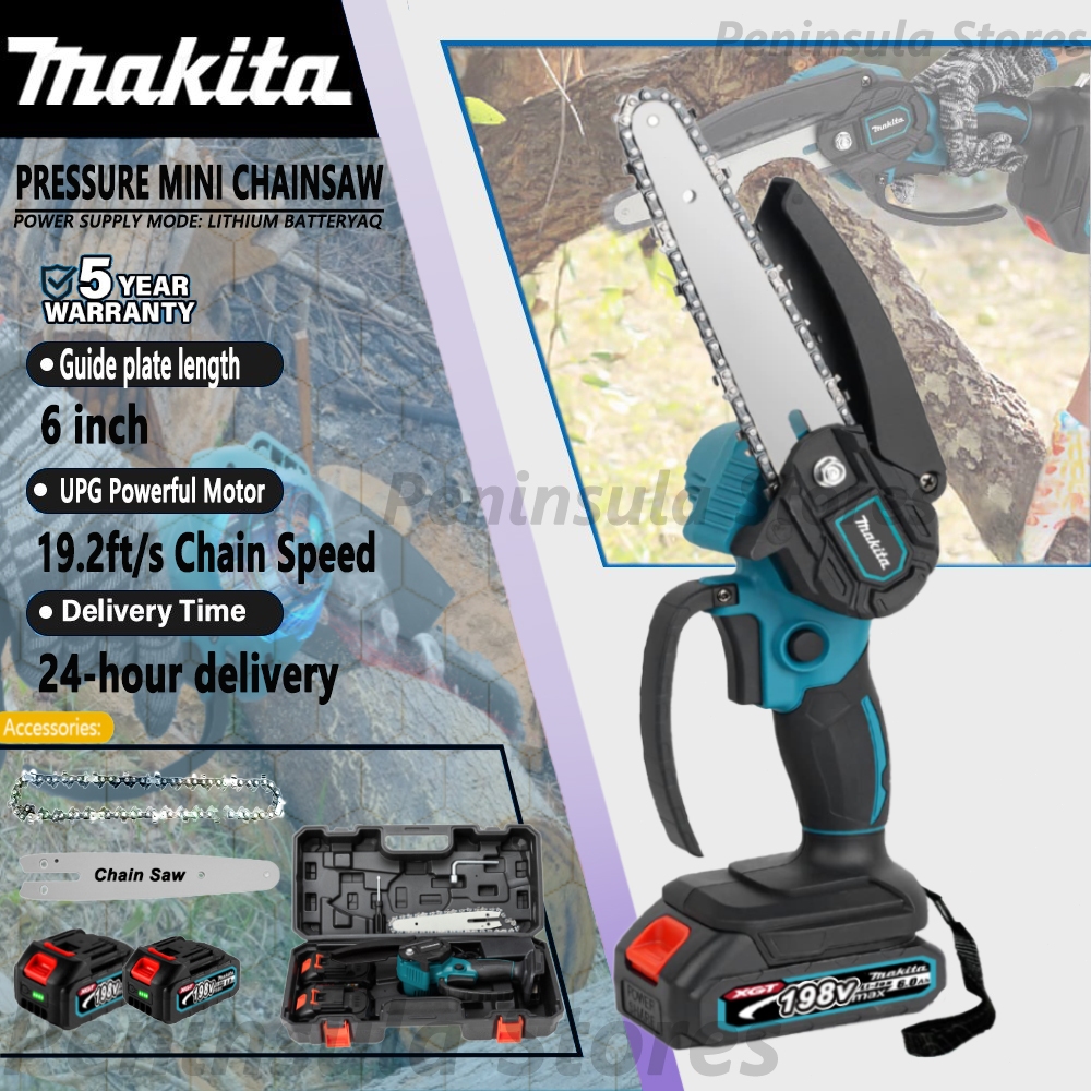 Makita Portable Chainsaw Cordless Electric Chain Saw Mini 6 Inch ...