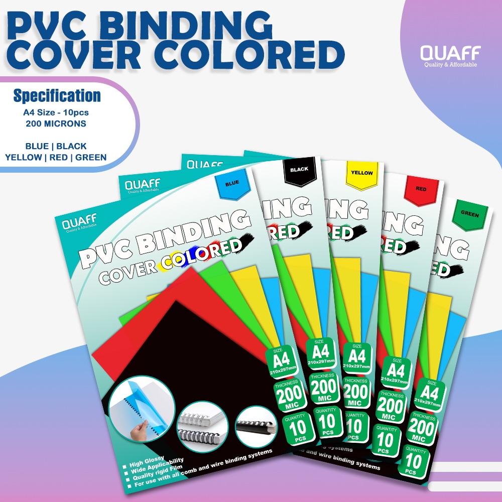 10 Sheets - A4 Size Colored Transparent PVC Binding Cover 200micron ...