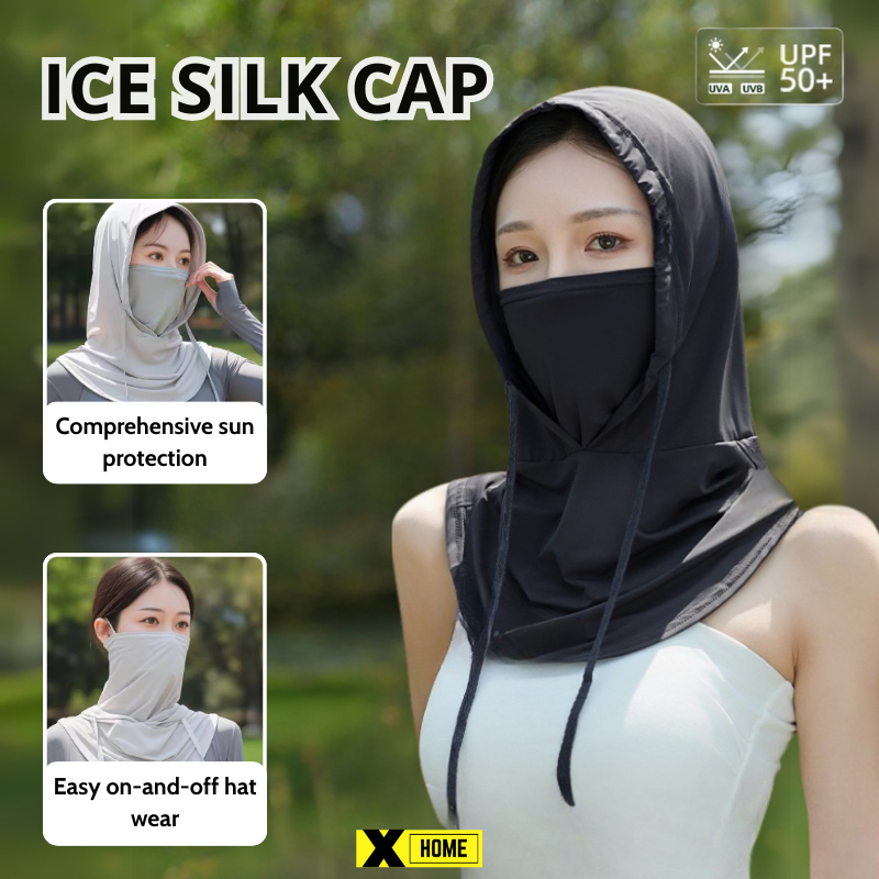 Ice Silk Sunscreen Cap Full Face Mask Sun Protection Breathability ...