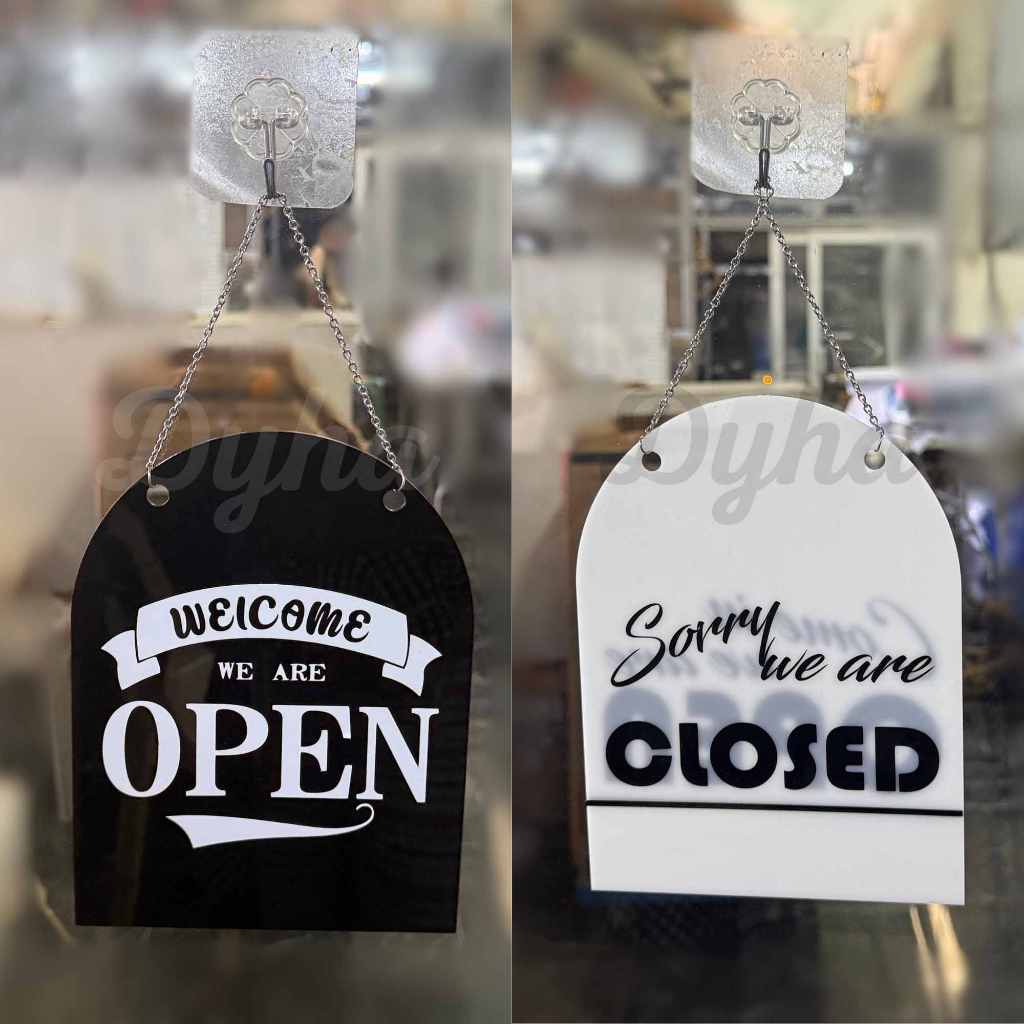 Open and Closed Acrylic sign with Chain (6x8 inches, 2mm & 3mm) Black ...