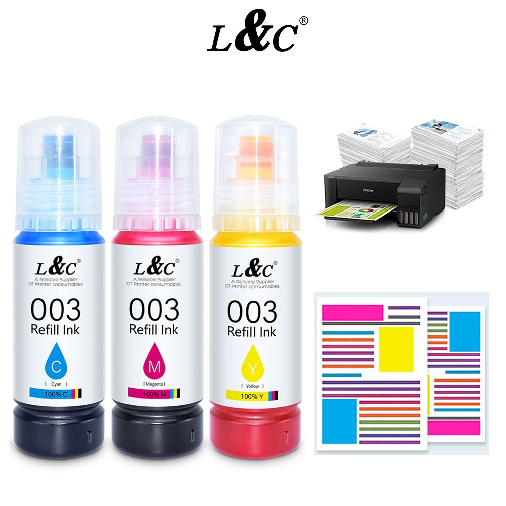 L&C Refill 003 Ink Dye Ink For Printer L3110 L3150 L3116 L3156 L1110 ET ...