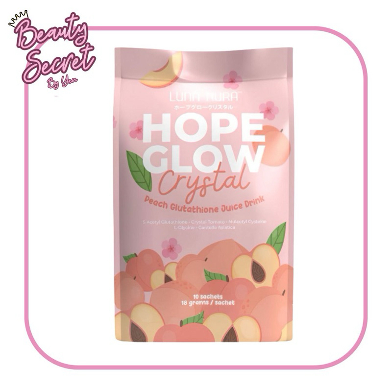 LUNA AURA HOPE GLOW CRYSTAL PEACH JUICE DRINK REDUCED GLUTATHIONE COLLAGEN  WHITENING GLASS SKIN CARE