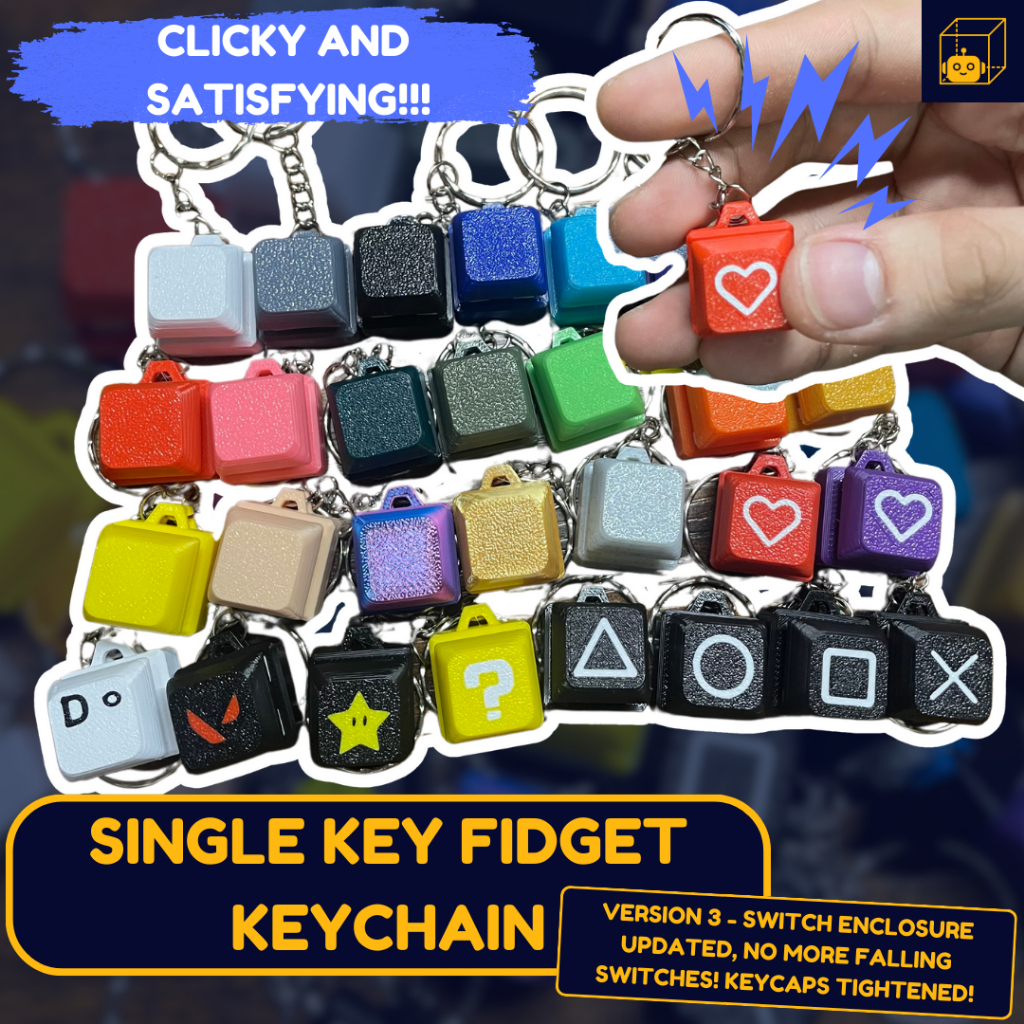PixelBlock3D Single Key Fidget Keychain Mechanical Keyboard Keycaps ...