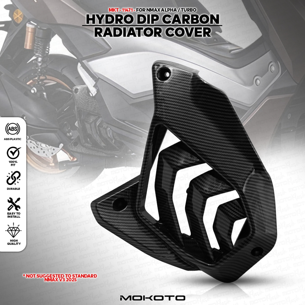 MOKOTO YAMAHA NMAX V3 TURBO TECH MAX RADIATOR COVER HYDRO DIP CARBON ...