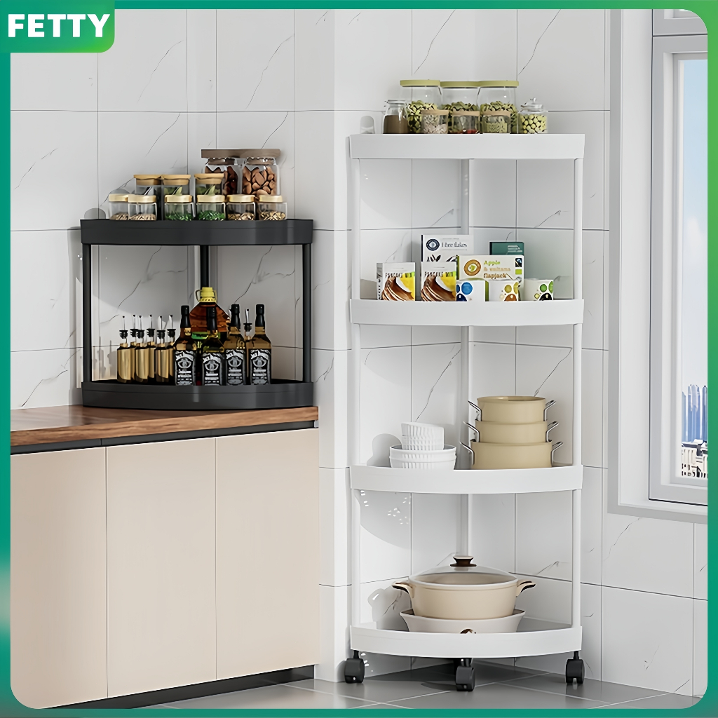 FETTY Kitchen Organizer Storage Rack Bathroom Organizer Rack With Wheel ...