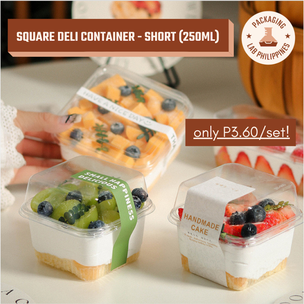 [50pcs] Square Deli Container Dessert Cup with Lid - For Mousse ...