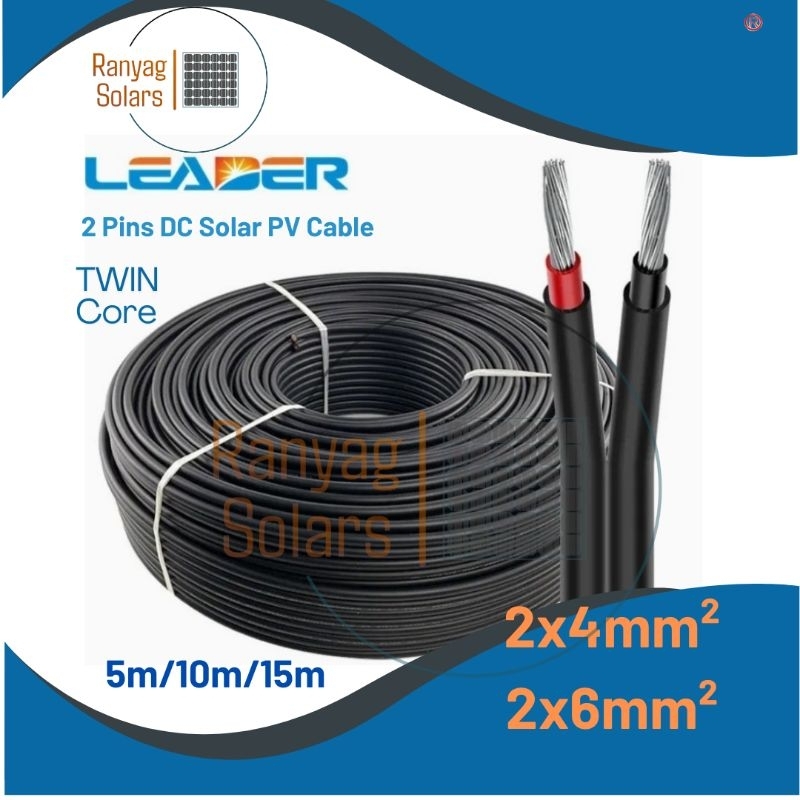 Solar Cable 2x4mm² 2x6mm² Leader PV Twin Core Wire | Shopee Philippines