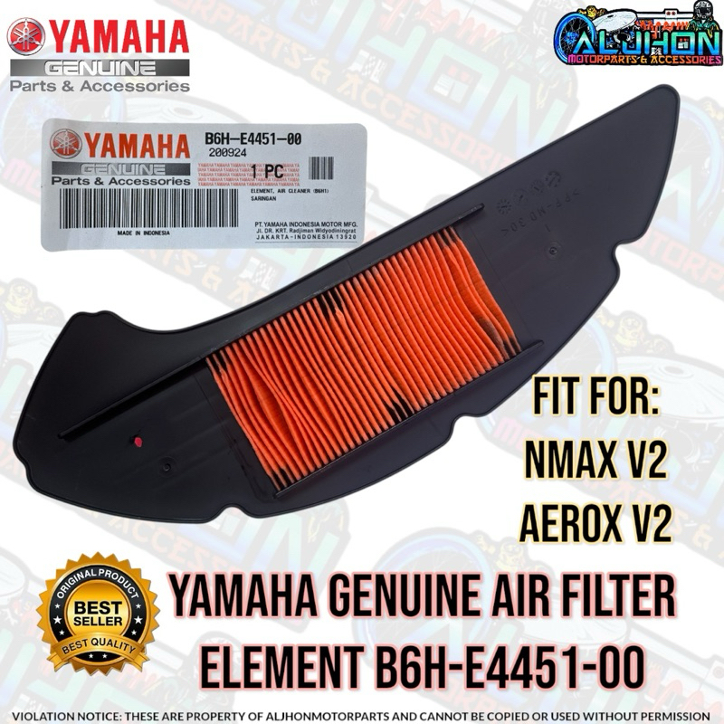 YAMAHA GENUINE NMAX V2/ AEROX V2 2020 AIR FILTER ELEMENT B6H-E4451-00 ...