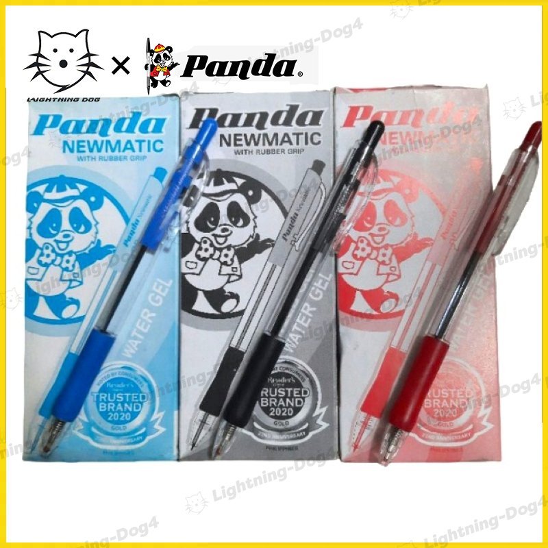 12pcs/box original PANDA NEWMATIC black with rubber grip water gel pen ...