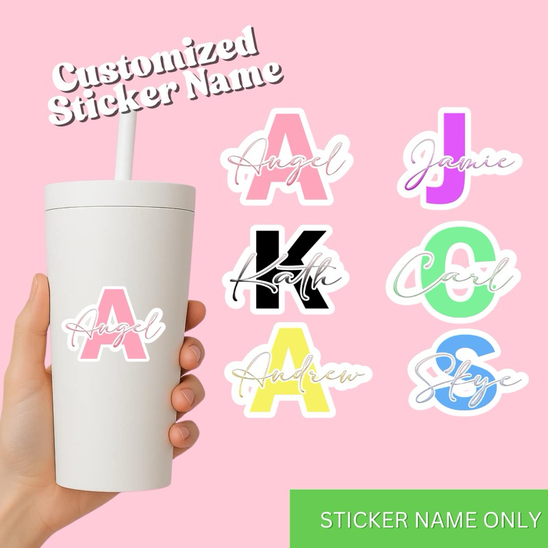 Text Sticker Customized Big letter Cursive Waterproof | Shopee Philippines