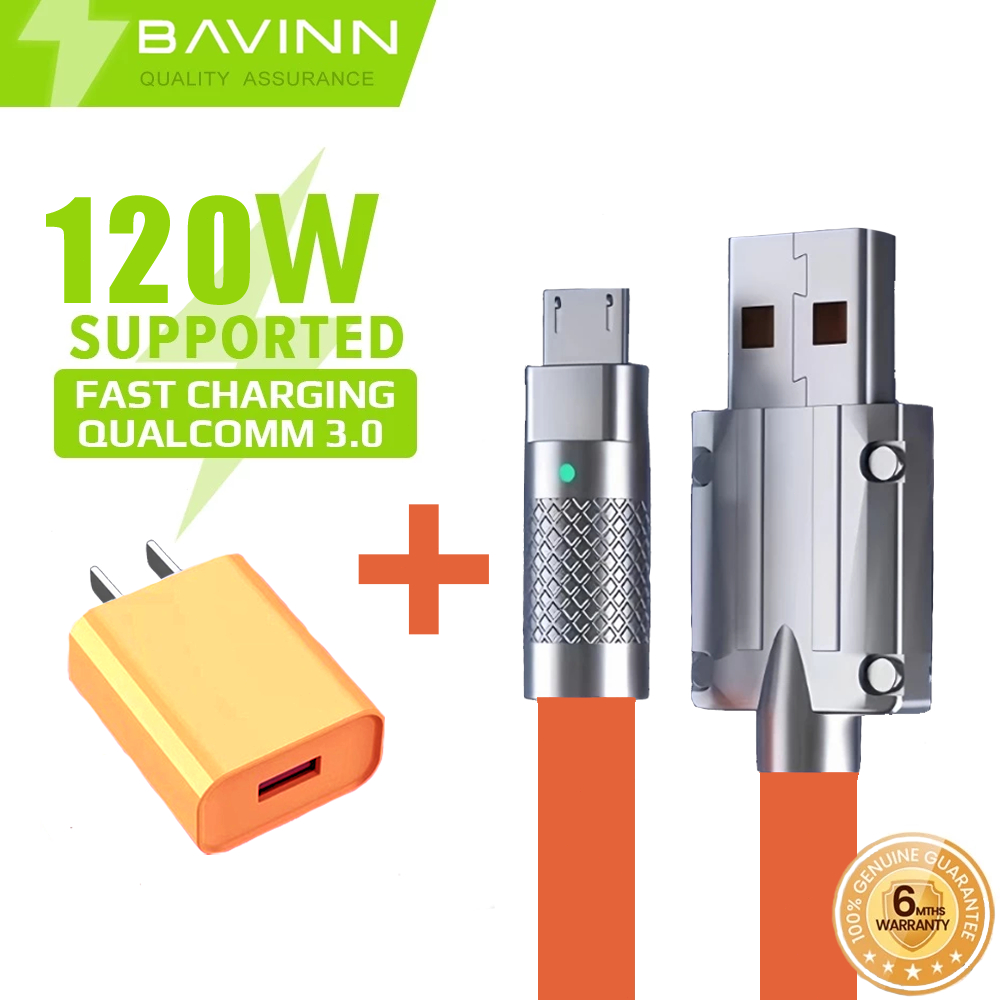 120W Fast Charge Set Micro USB for Android With Adaptor Silicone Metal ...