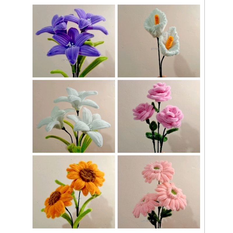 I17 Sunflower/Lily Flowers/Gerbera/Rose/Fuzzy Wire Flowers (Per Piece ...