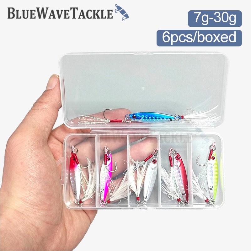 6Pcs Metal Jig Head Set Box Jigging Lure 7-30g Slow Trolling Saltwater ...