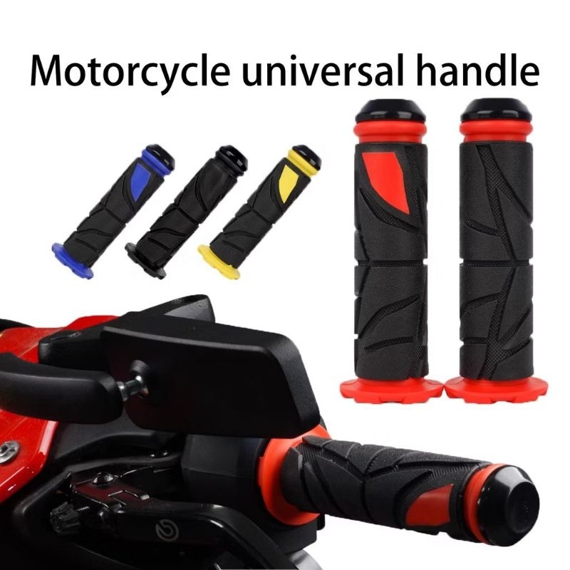 Motorcycle Universal Handle Grip Smooth Rubber With Alloy Bar End A ...