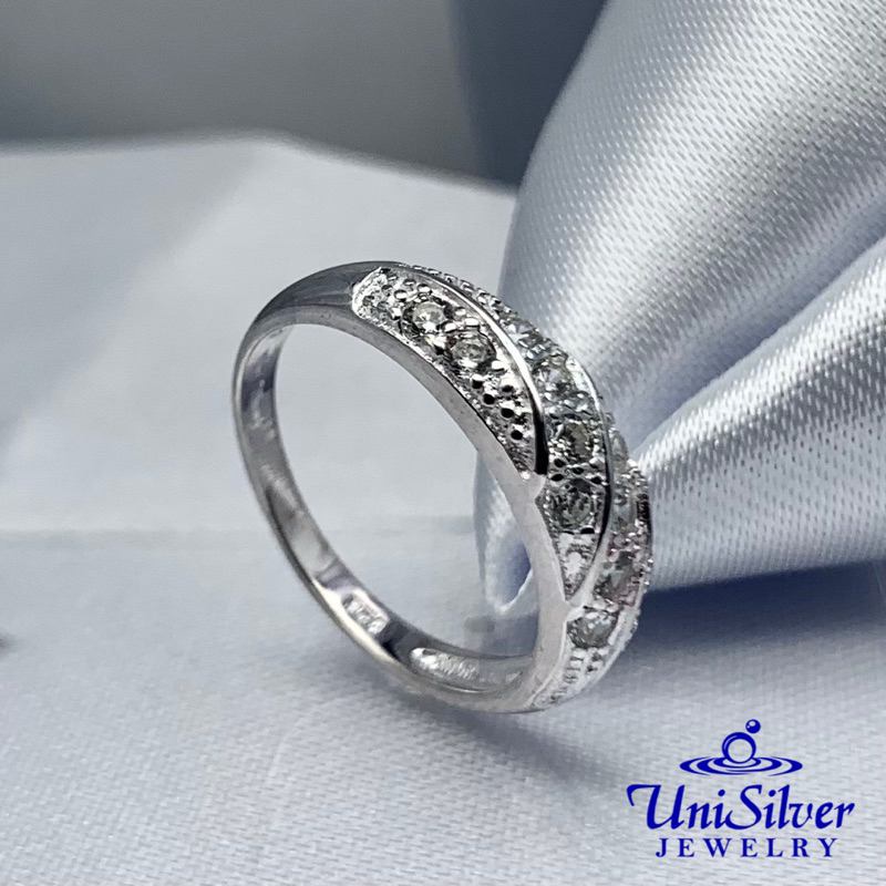 Unisilver 925 Sterling Silver Dome Engagement Ring (RS448-1001)Women's ...