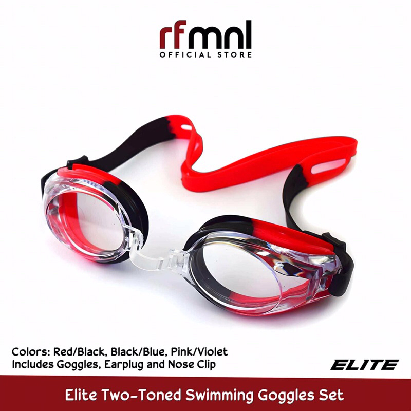 Elite Two-Toned Swimming Goggles Set | Shopee Philippines