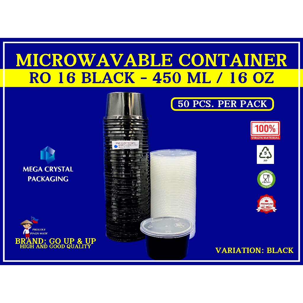 [ 50 Pcs ] Microwavable Plastic Container RO 16 - Round 450 ml / 16 oz ...