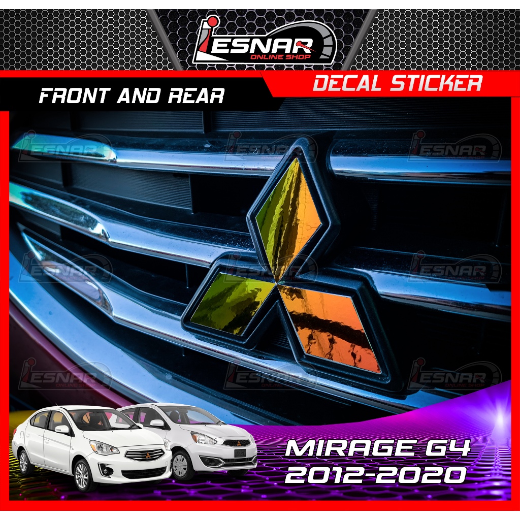 Mitsubishi Mirage G4 2012-2020 Front and Rear Logo Decal Sticker