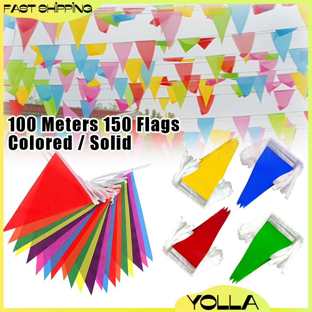 100Meter Multicolor Bunting Triangle Flags Fiesta Flag Banner Birthday ...