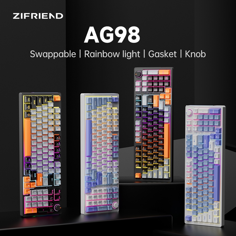 ZIFRIEND AG98 Mechanical Keyboard Blue Red Switch Wired 98 Keys RGB ...