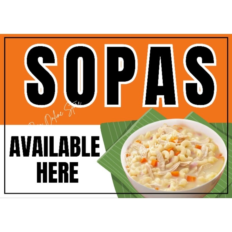 SOPAS SIGNAGE, FOOD SIGNAGE, STORE SIGNAGE LAMINATED/ PVC A4 SIZE ...
