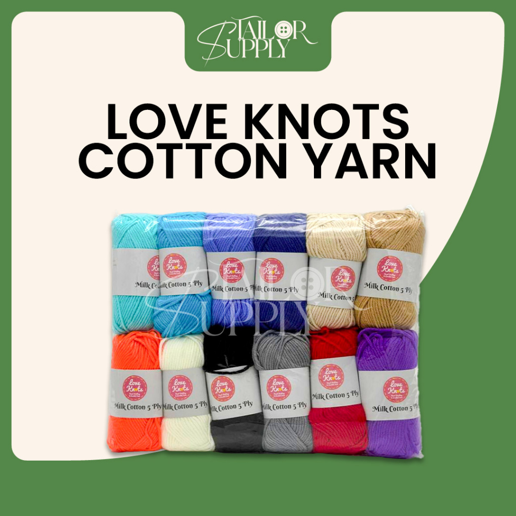 LOVE KNOTS Milk Cotton Yarn – 5 Ply Acrylic for Knitting & Crochet ...