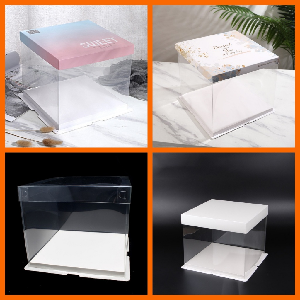 In Stock Birthday CakeBox Acetate clear Square Transparent Box 4Inchs ...