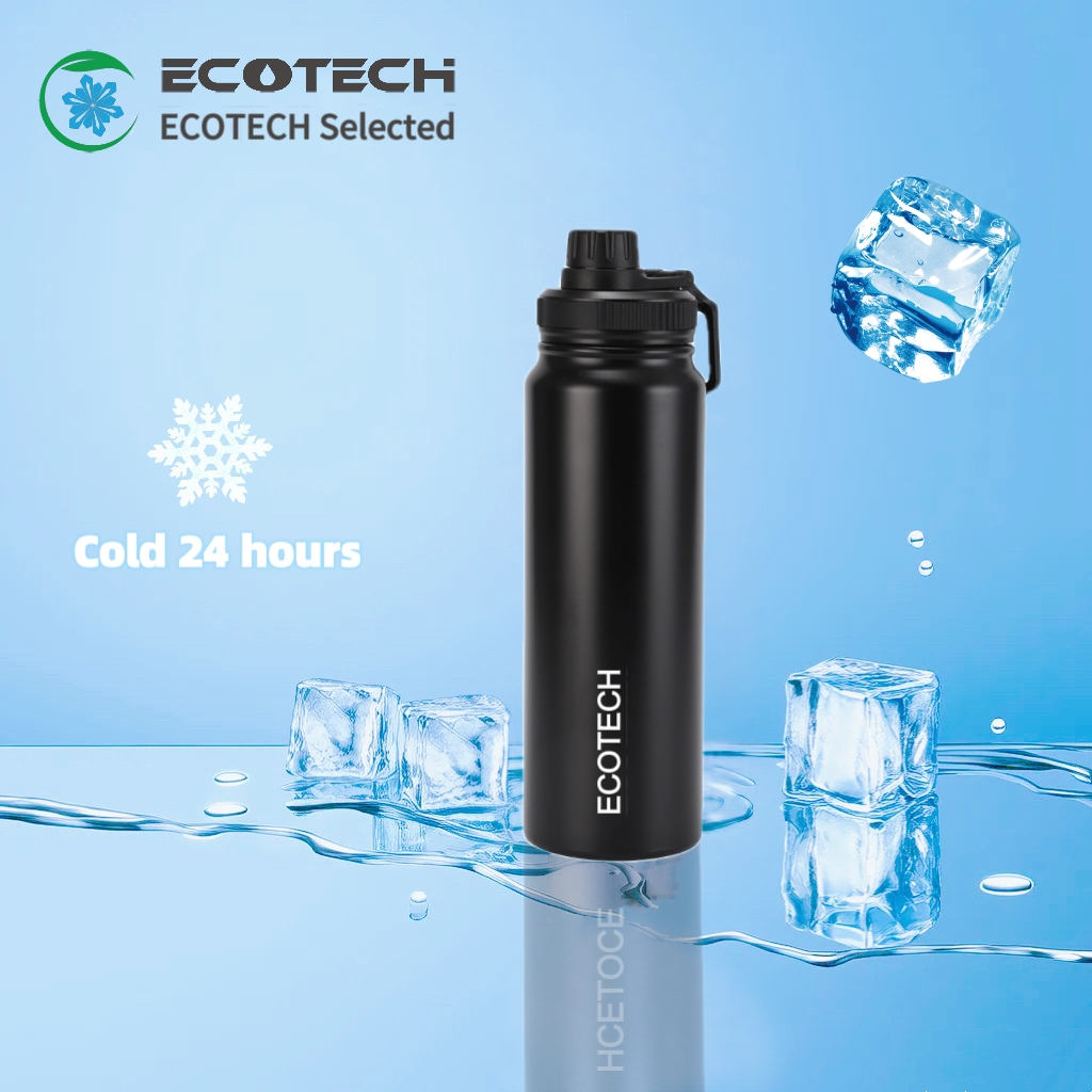 ECOTECH Car/Office/Sport 800ml Black Thermos Vacuum Insulated Water ...