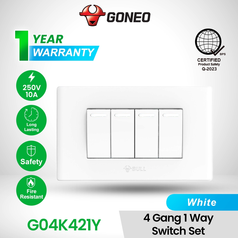Bull G04K421Y 4 gang 1 way Wall Switch 13001381 | Shopee Philippines
