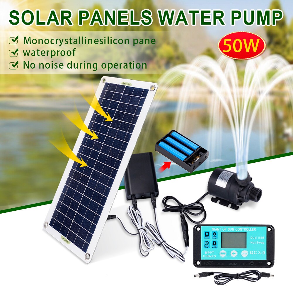50W 800L/H Solar Power Set Home Full Set DC 12V Ultra-quiet Submersible ...