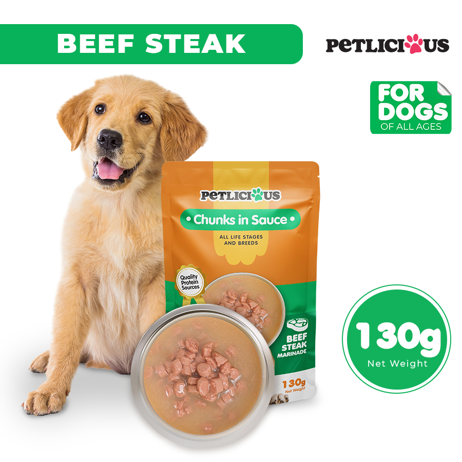 Petlicious Chunks in Sauce Adult Dog and Puppy Wet Food Pouch Beef ...