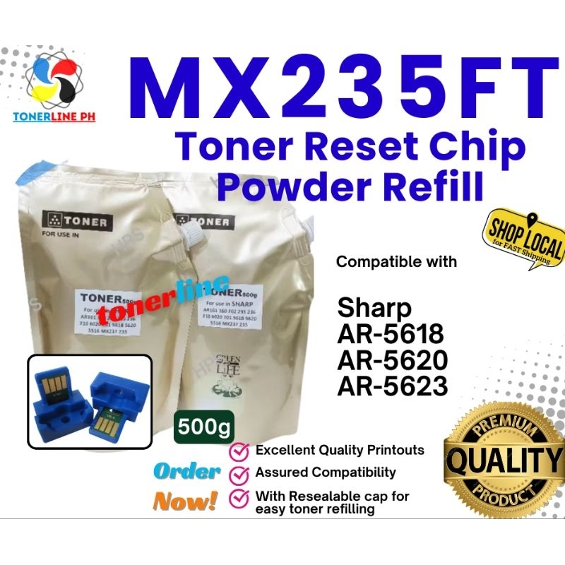 Sharp MX235FT Toner Chip & Toner Powder 500g for Use and Compatible ...