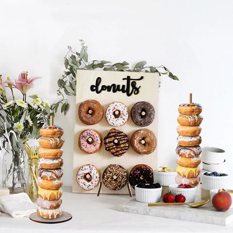 Wooden Donut Wall Display Stand Doughnut Holder Wedding Birthday Decor ...