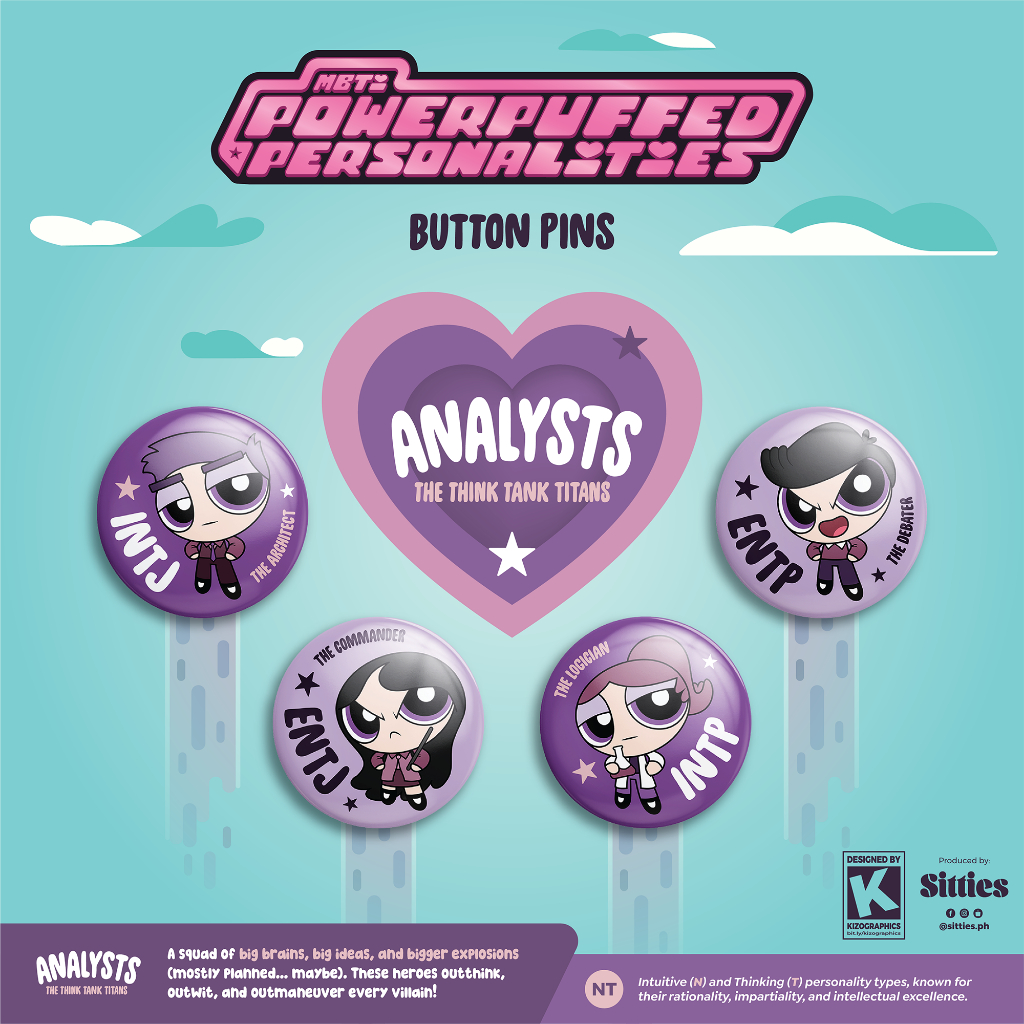 ANALYSTS / MBTI Powerpuffed Personalities Button Pin | Shopee Philippines