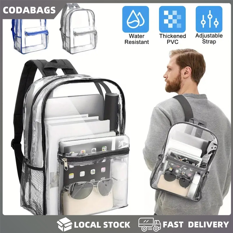 PVC Clear Backpack Heavy Duty for Concert Work Security Travel Stadium ...