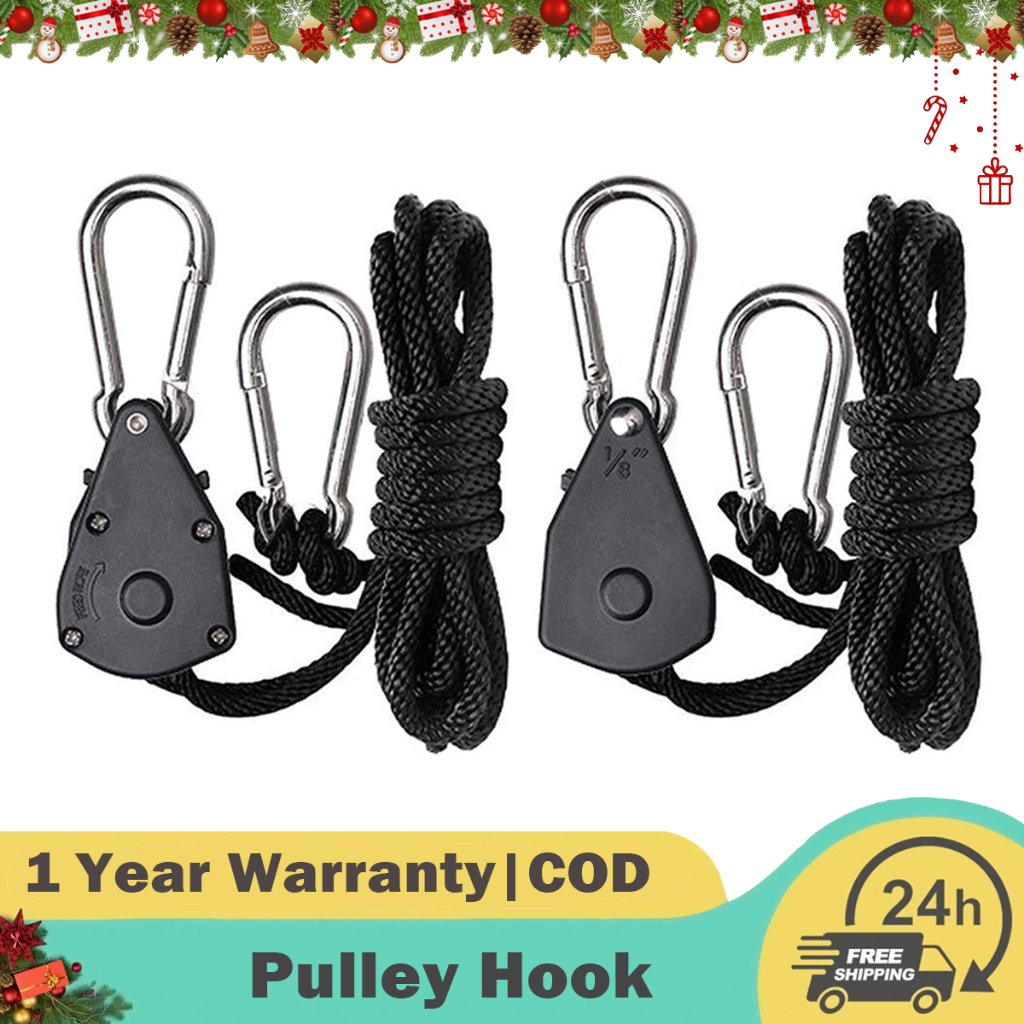 2Pcs Adjustable Ratcheting Tie Down Rope Hanger Pulley Rope Clip Hanger ...