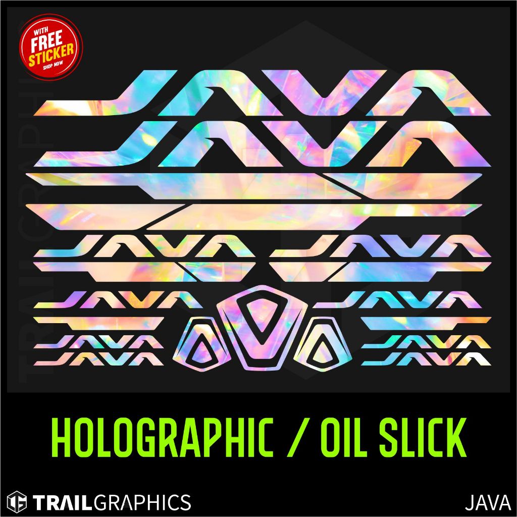 JAVA Holographic / Oil Slick Sticker Decal Vinyl for Mountain Bike Road ...