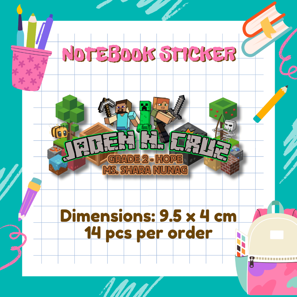 Personalized Subject/ Name Notebook Sticker - 10 pcs and 14 pcs ...