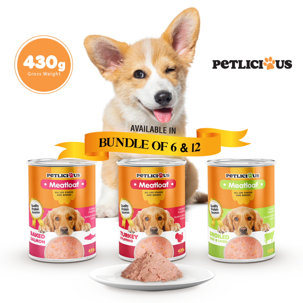 Petlicious Meat Loaf Adult Dog Puppy Wet Food Can Beef Salmon Turkey ...