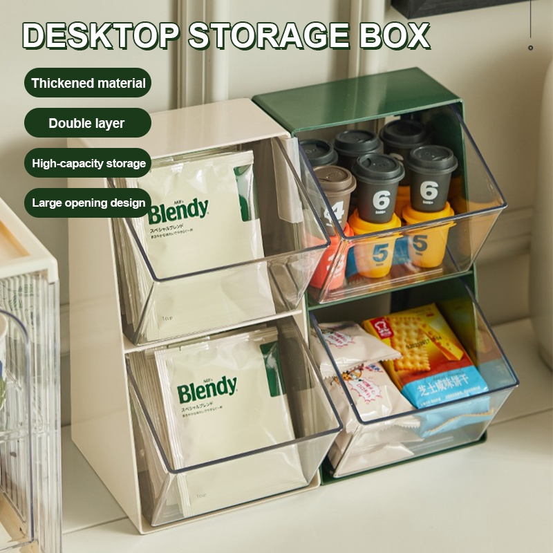 2 Tier Partition Desktop Tea Bag Container Condiment Storage Coffee ...