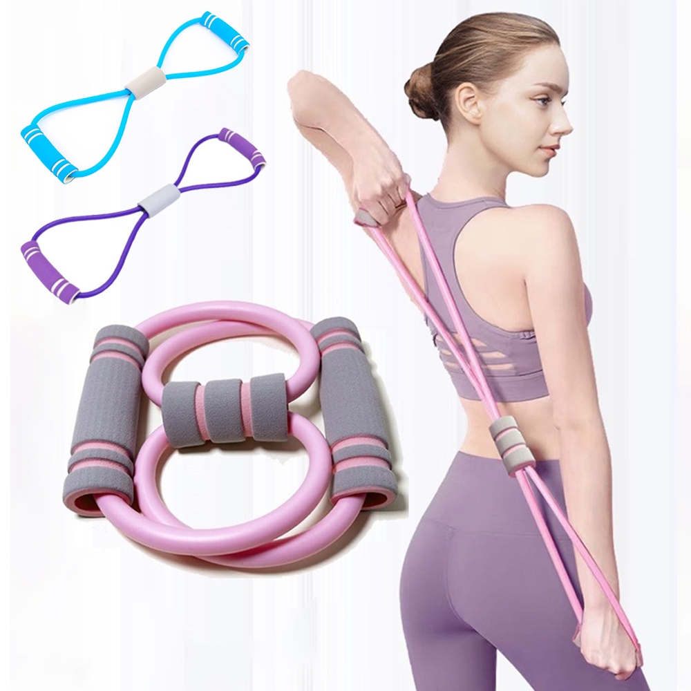 Yoga Resistance Band 8-Type Exercise Rubber Elastic Band Tension Rope ...